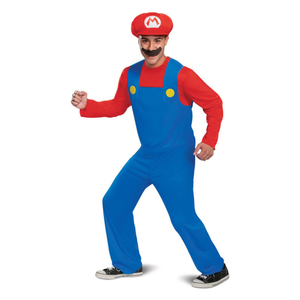 Nintendo Super Mario Brothers Mario Costume classico, tuta, cappello e baffi  Babilonia Shop