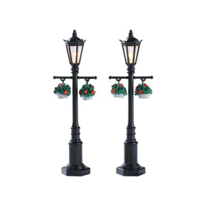 OLD ENGLISH LAMP POST, SET OF 2, FUNZIONANTE A BATTERIE 